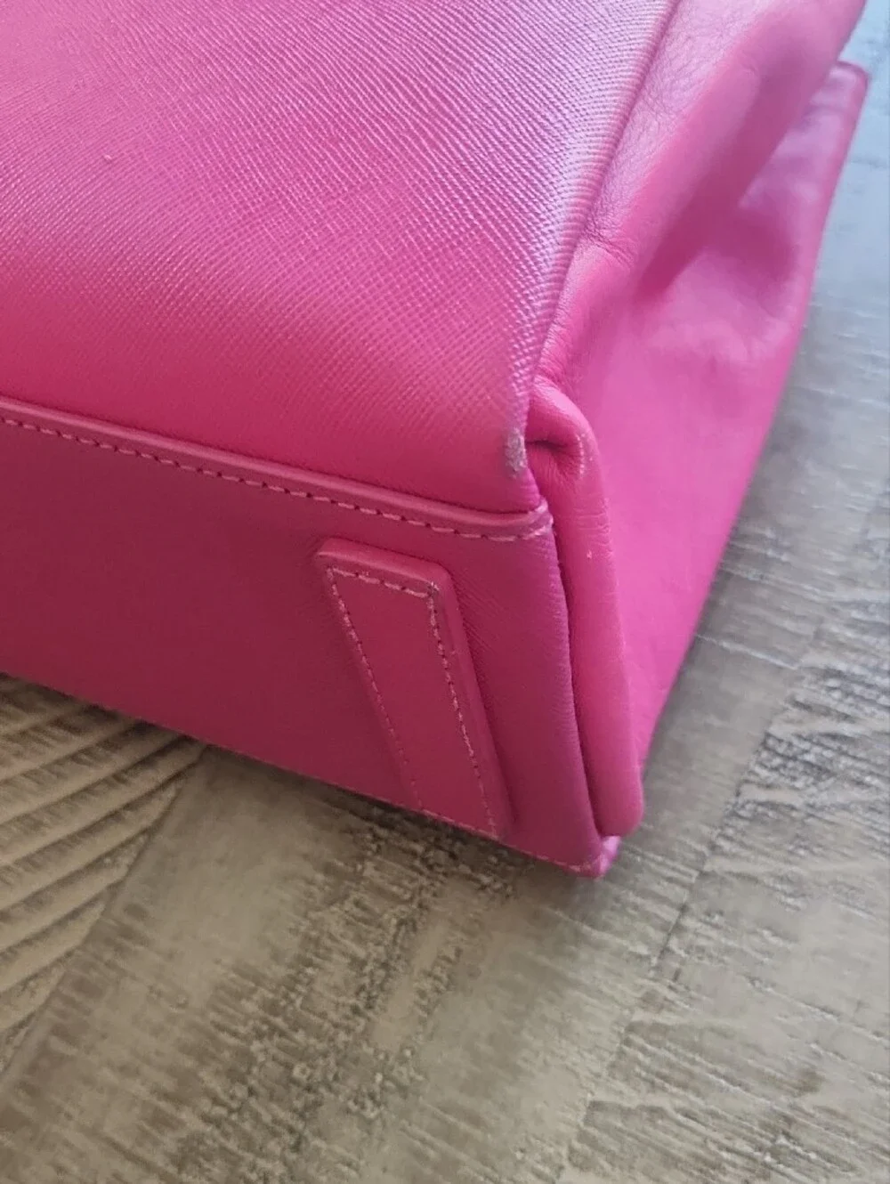MCM Hot Fuschia Pink Leather Satchel with Gold Hardware